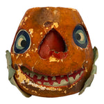 Antique Halloween Authentic Squash Jack-O'-Lantern w/ Leaves & Heart Nose ~ 1910s / 1920s German at Eerie Emporium. 