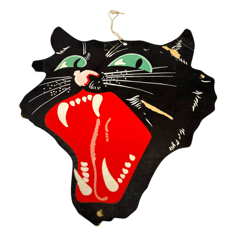 Antique Halloween Dennison Snarling Cat Face Die Cut 1920s ~ USA at Eerie Emporium. 2