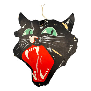 Antique Halloween Dennison Snarling Cat Face Die Cut 1920s ~ USA at Eerie Emporium. 4
