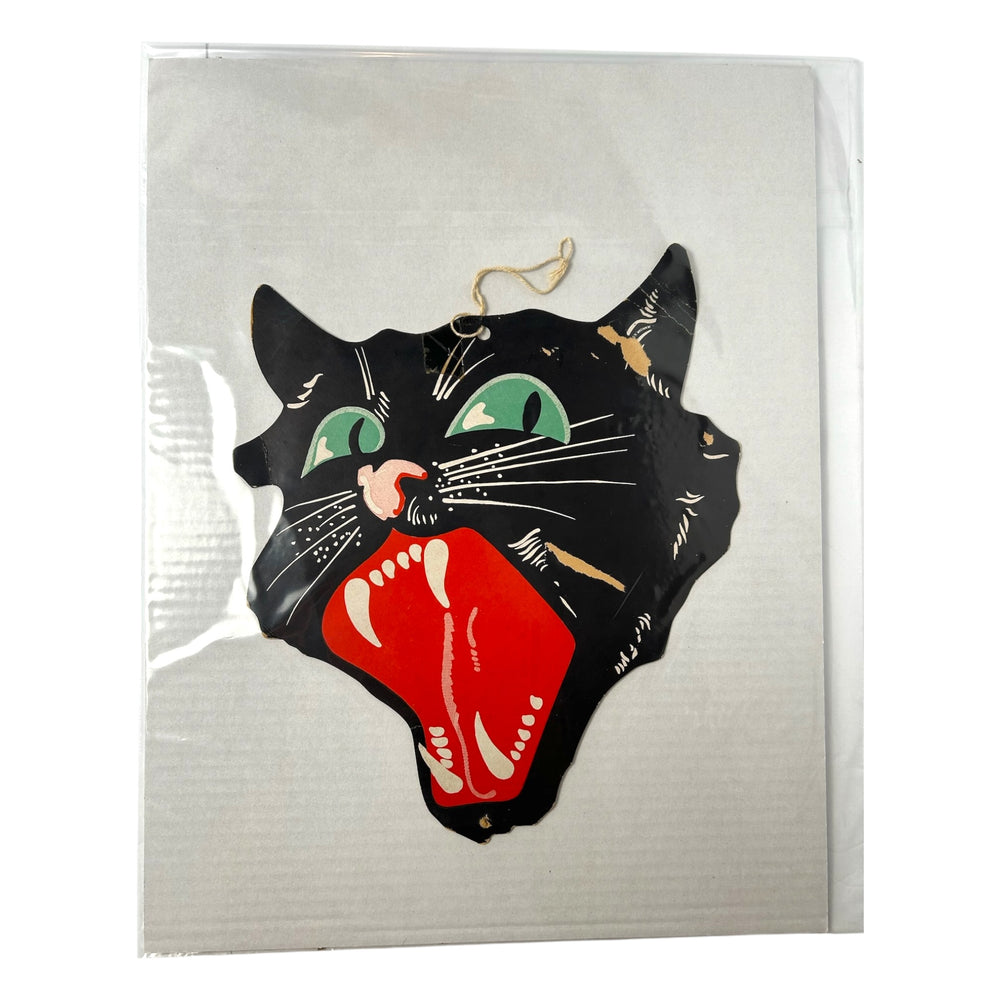 Antique Halloween Dennison Snarling Cat Face Die Cut 1920s ~ USA at Eerie Emporium. 6