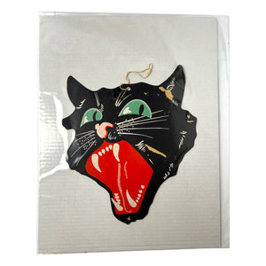 Antique Halloween Dennison Snarling Cat Face Die Cut 1920s ~ USA at Eerie Emporium. 6