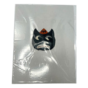 Antique Halloween German Heavily Embossed Black Cat Face Wearing Hat Die Cut ~ 1920s at Eerie Emporium. 8