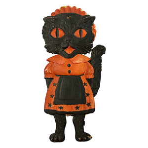 Antique Halloween Rare Maid Cat Embossed Die Cut 1920s ~ Germany at Eerie Emporium. 2