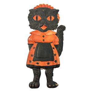 Antique Halloween Rare Maid Cat Embossed Die Cut 1920s ~ Germany at Eerie Emporium.