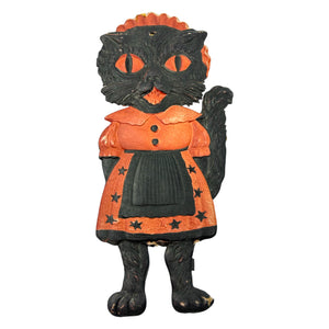 Antique Halloween Rare Maid Cat Embossed Die Cut 1920s ~ Germany at Eerie Emporium. 4
