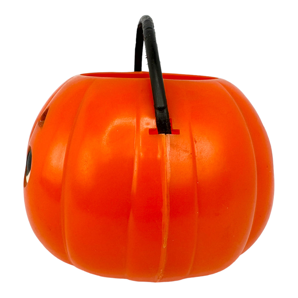 
            
                Load image into Gallery viewer, Vintage Halloween Kokomold Sly Jack O&amp;#39; Lantern Hard Plastic Candy Container, Double-Sided from the 1950s at Eerie Emporium
            
        