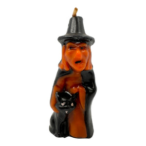 Vintage Halloween Gurley Witch with Black Cat Candle at Eerie Emporium.