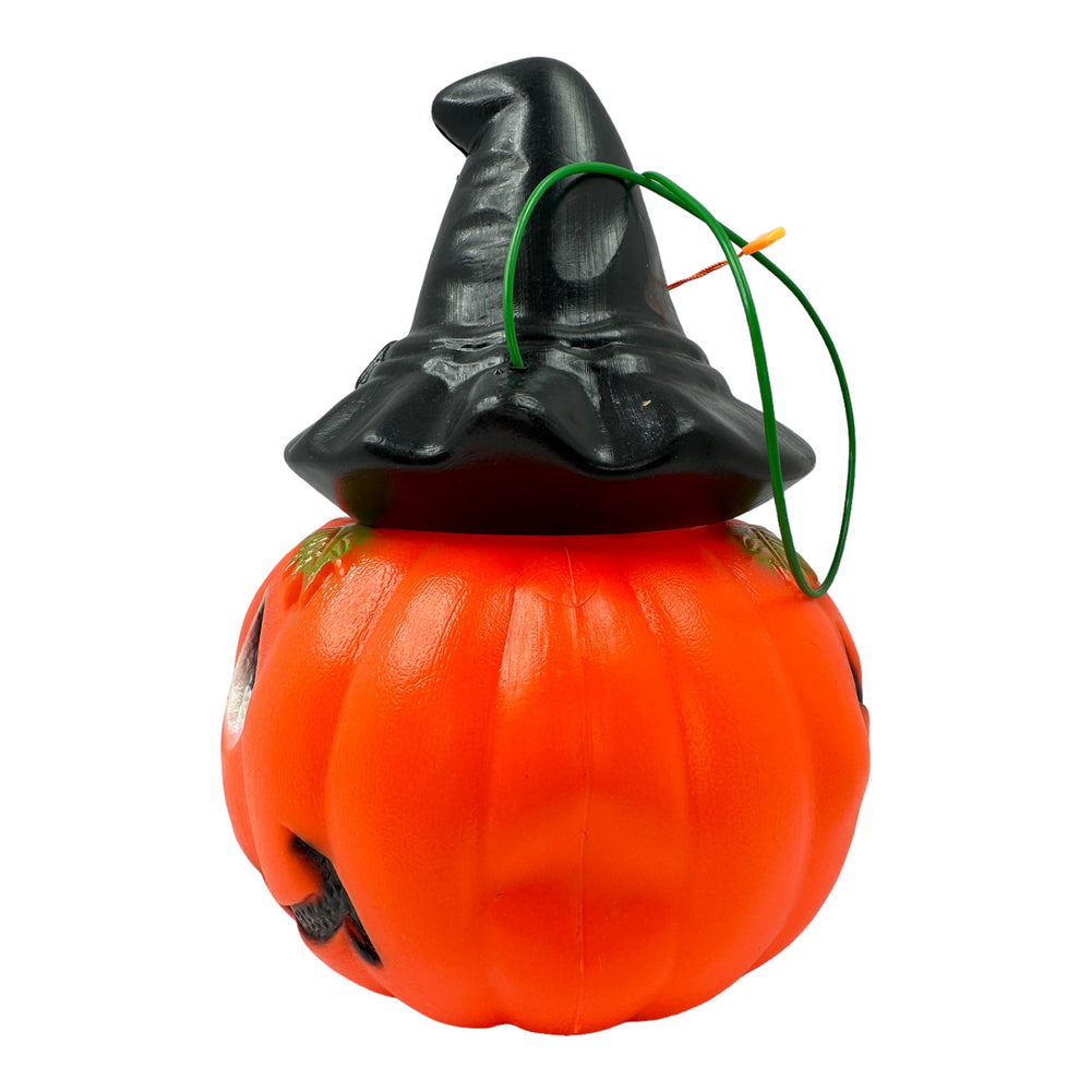 Vintage 1990s Halloween Double Sided JOL w/ Witch Hat Trick or Treat Bucket at Eerie Emporium.