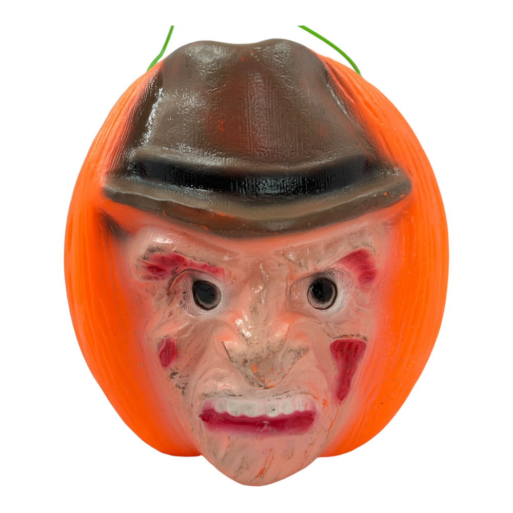 Vintage Halloween Freddy Krueger Bootleg Blow Mold Trick or Treat Pumpkin Bucket at Eerie Emporium.
