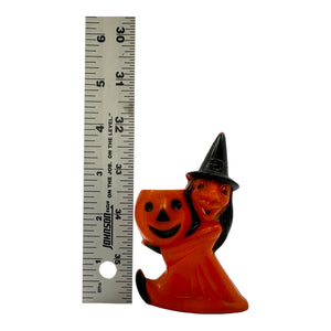 Vintage Halloween Hard Plastic Rosbro Witch With Jack O' Lantern Candy Container at Eerie Emporium.