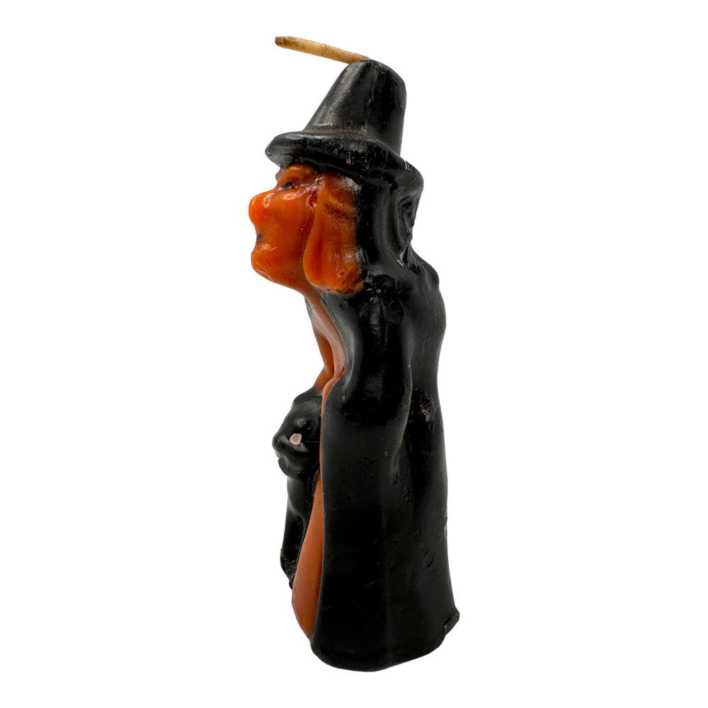 Vintage Halloween Gurley Witch with Black Cat Candle at Eerie Emporium.