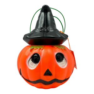 Vintage 1990s Halloween Double Sided JOL w/ Witch Hat Trick or Treat Bucket at Eerie Emporium.