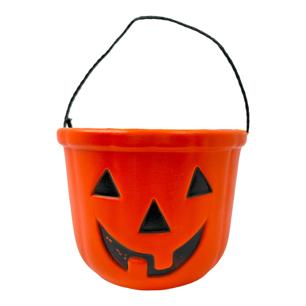 Vintage Halloween Unmarked Jolly Pumpkin Bucket at Eerie Emporium.