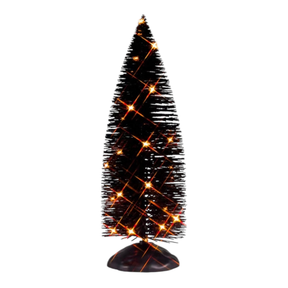 Lemax Spooky Town Black Bristle Tree With Orange Lights #54518 at Eerie Emporium.