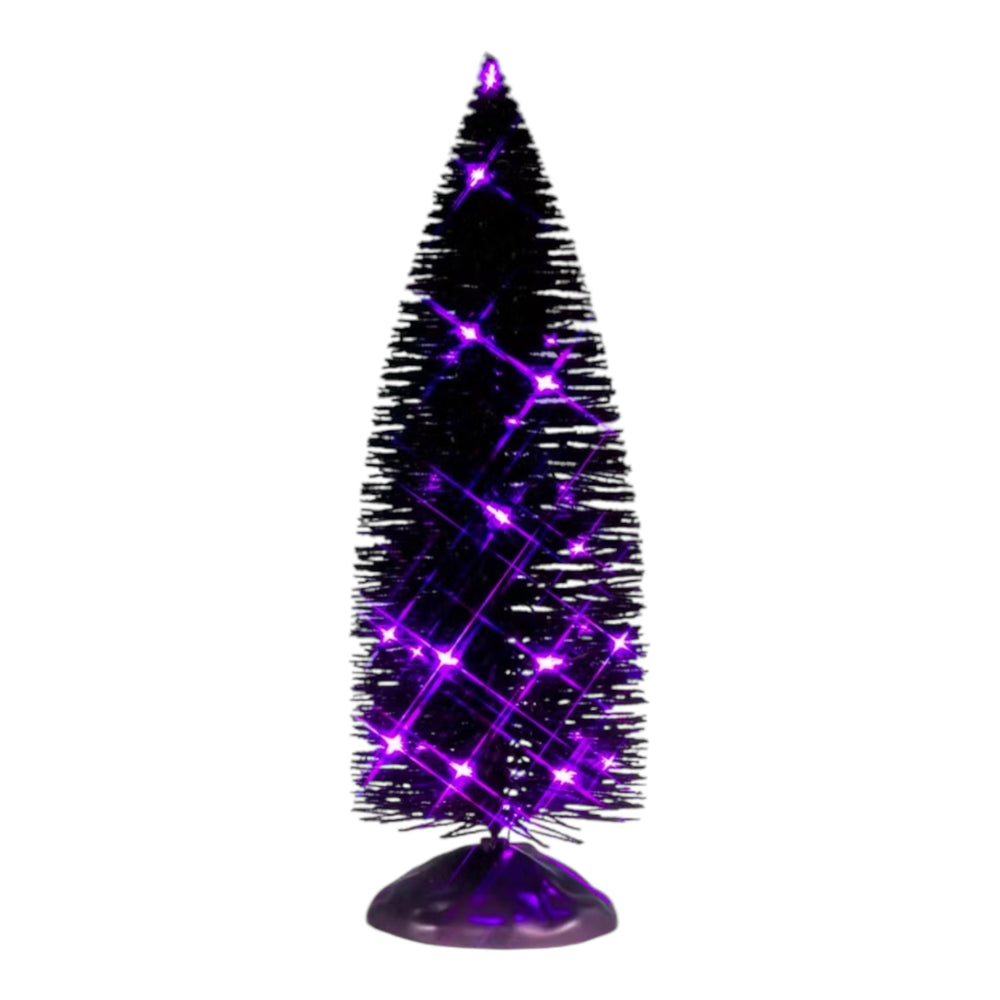 Lemax Spooky Town Black Bristle Tree With Purple Lights #54517 at Eerie Emporium.