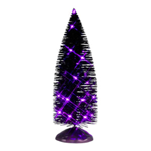 Lemax Spooky Town Black Bristle Tree With Purple Lights #54517 at Eerie Emporium.