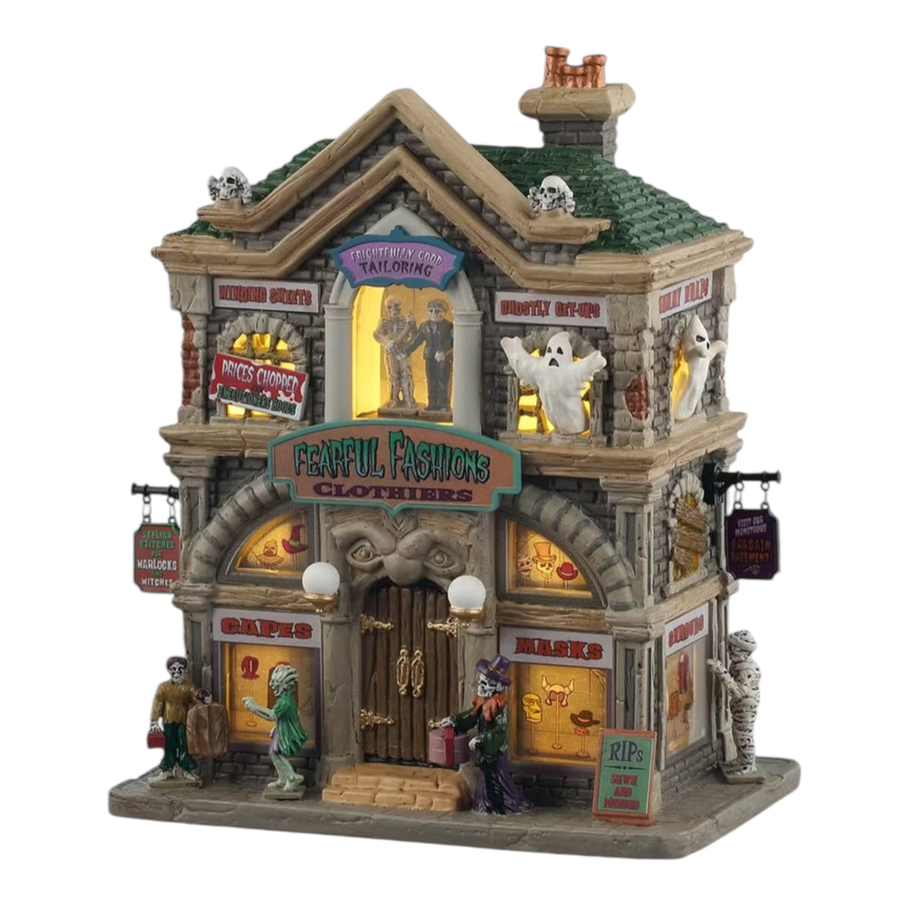 Lemax Spooky Town Fearful Fashions Clothiers #55307 at Eerie Emporium.