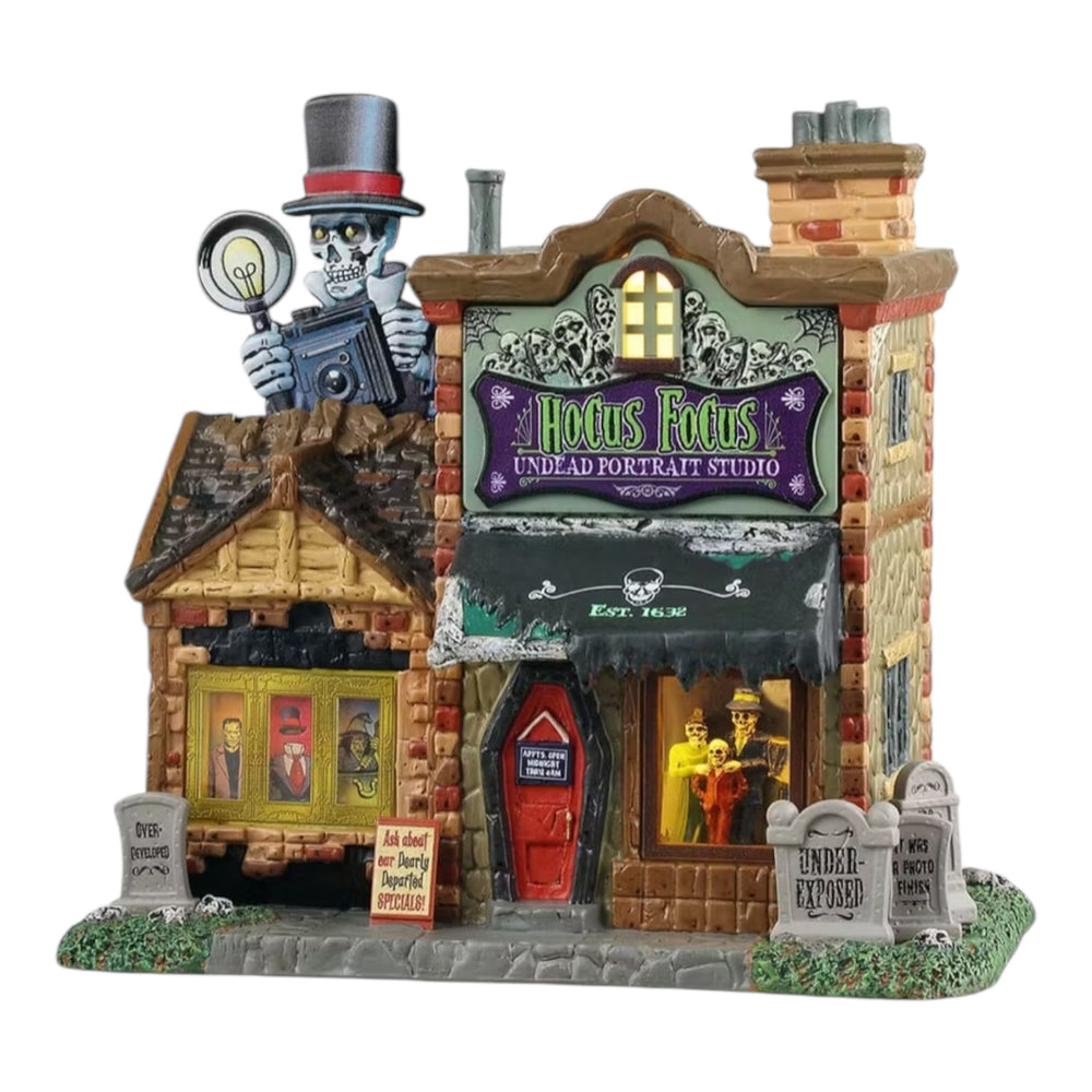Lemax Spooky Town Hocus Focus Undead Portrait Studio #55304 at Eerie Emporium.