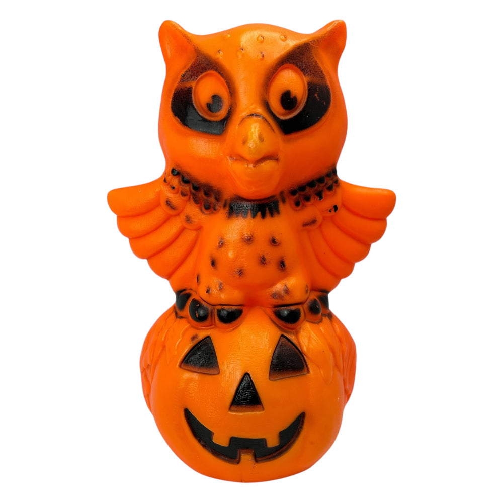Rare Vintage Halloween Star Band Owl on Pumpkin / JOL Tabletop Blow Mold Lamp at Eerie Emporium. 11