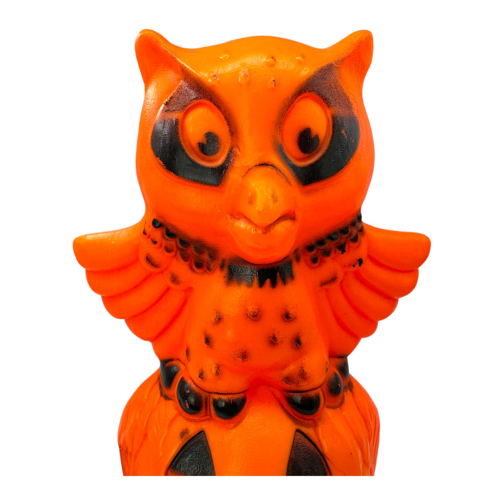 Rare Vintage Halloween Star Band Owl on Pumpkin / JOL Tabletop Blow Mold Lamp at Eerie Emporium. 4
