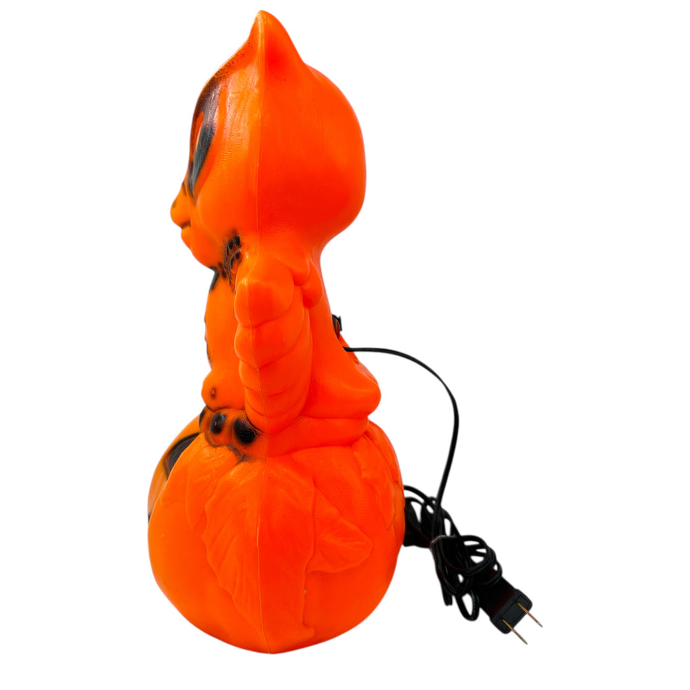 Rare Vintage Halloween Star Band Owl on Pumpkin / JOL Tabletop Blow Mold Lamp at Eerie Emporium. 6