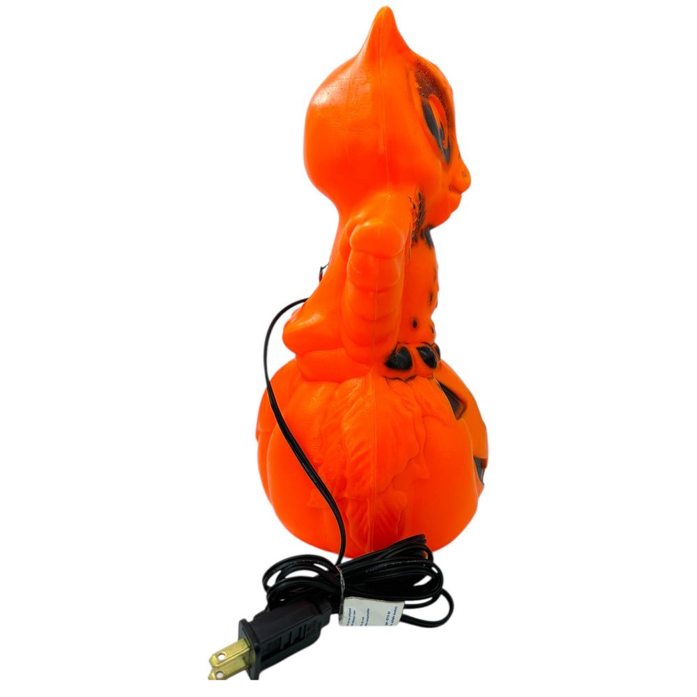 Rare Vintage Halloween Star Band Owl on Pumpkin / JOL Tabletop Blow Mold Lamp at Eerie Emporium. 7