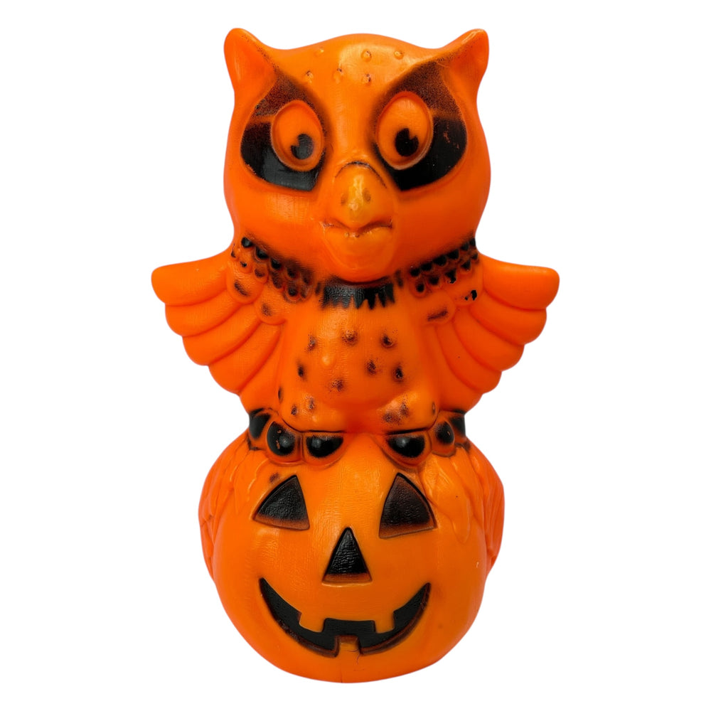 Rare Vintage Halloween Star Band Owl on Pumpkin / JOL Tabletop Blow Mold Lamp at Eerie Emporium. 8