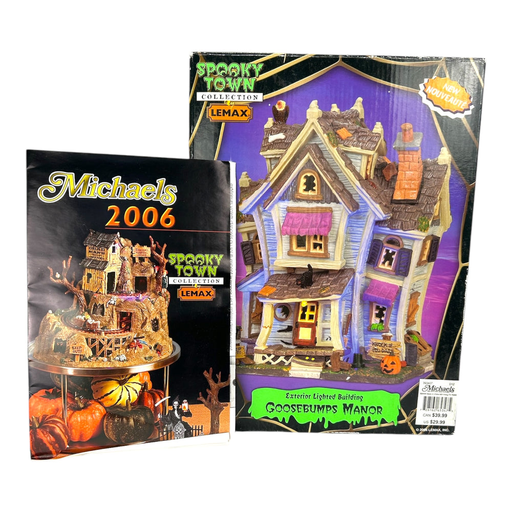 Retired Lemax Spooky Town Goosebumps Manor #65347 - Includes 2006 Michaels Catalog at Eerie Emporium.
