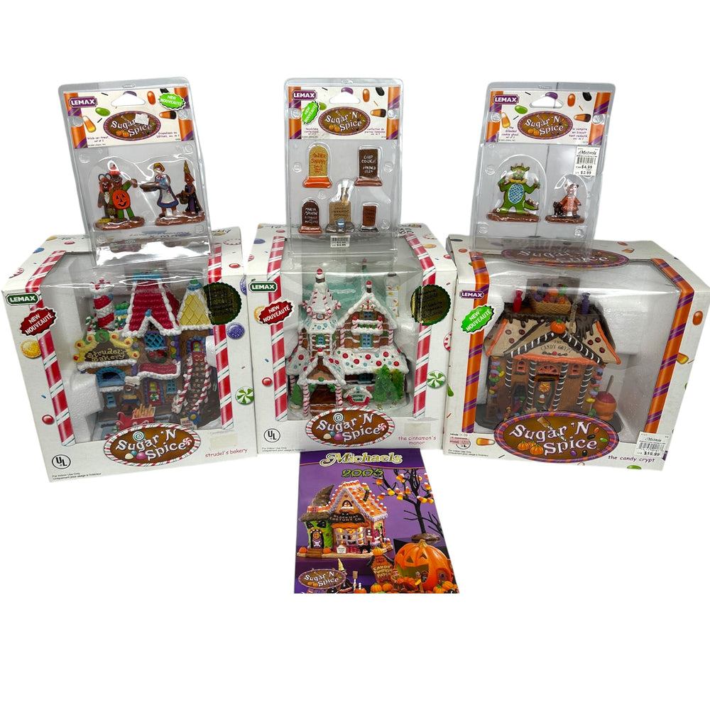 Retired Lemax Sugar N Spice Collection Lot of 6 at Eerie Emporium.
