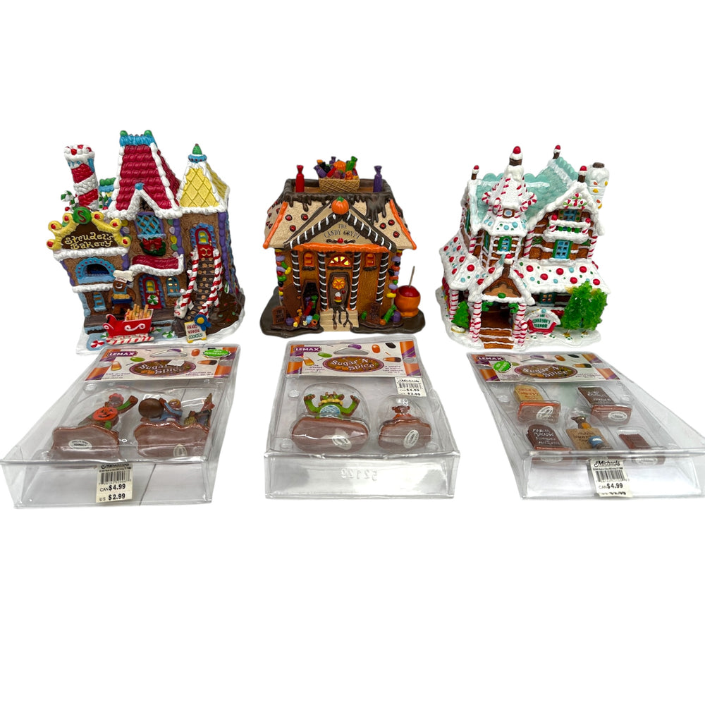 Retired Lemax Sugar N Spice Collection Lot of 6 at Eerie Emporium. 11