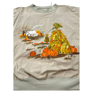 Vintage 1980s/1990s Fall Pumpkin Patch Farm Canvas Long Sleeve Shirt ~ Autumn M/L Hand Painted at Eerie Emporium. 5