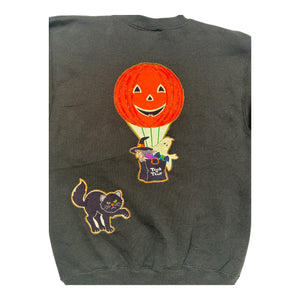 Vintage Double Sided Halloween Sweatshirt ~ Costumed Bears + Spooky Hot Air Balloon Medium at Eerie Emporium. 4