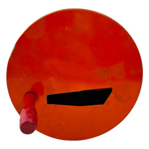 Vintage Halloween 1930s T. Cohn Tin Litho Ratchet Noisemaker Witch w/ Orange Coloring at Eerie Emporium. 7