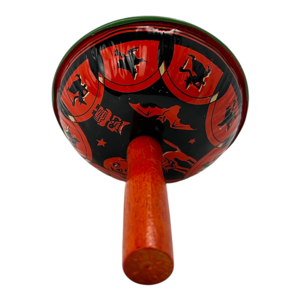Vintage Halloween 1930s U.S. Metal Toy Lithographed Tin Clanger Bell Noisemaker at Eerie Emporium. 2