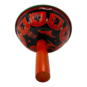 Vintage Halloween 1930s U.S. Metal Toy Lithographed Tin Clanger Bell Noisemaker at Eerie Emporium. 2