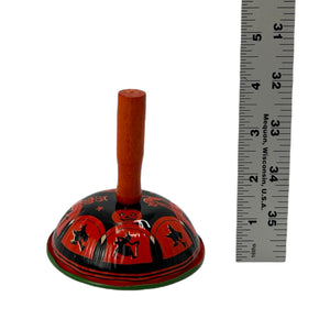 Vintage Halloween 1930s U.S. Metal Toy Lithographed Tin Clanger Bell Noisemaker at Eerie Emporium. 4