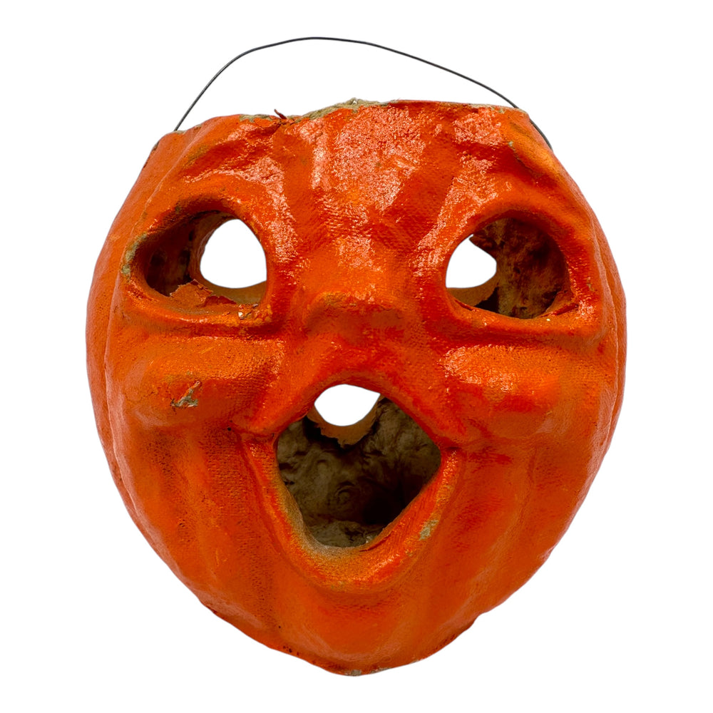 Vintage Halloween 1940s Double Sided Paper Mache Pulp Jack-O'-Lantern at Eerie Emporium.