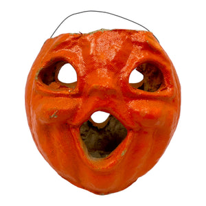 Vintage Halloween 1940s Double Sided Paper Mache Pulp Jack-O'-Lantern at Eerie Emporium.