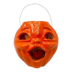 Vintage Halloween 1940s Large Paper Mache Pulp Jack-O'-Lantern Pumpkin at Eerie Emporium.