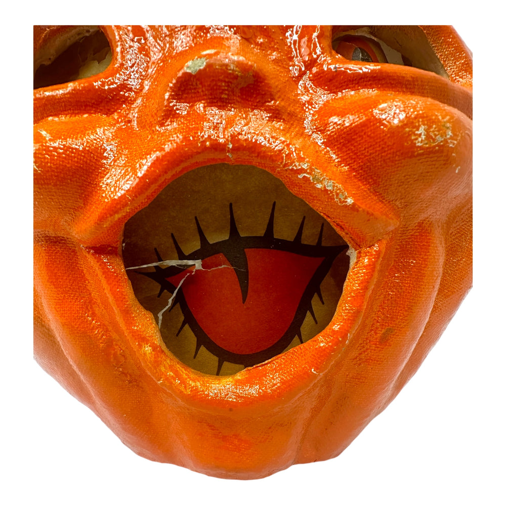 Vintage Halloween 1940s Large Paper Mache Pulp Jack-O'-Lantern Pumpkin at Eerie Emporium.