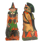 Vintage Halloween 1950s-1960s Beistle Witch & Owl Pirate Diecuts Set of 2 at Eerie Emporium.