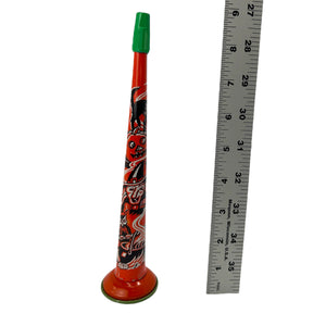 Vintage Halloween 1950s Tin Litho Horn Noisemaker US Metal Toy Witch JOL Black Cat at Eerie Emporium. 3