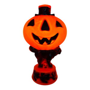 Vintage Halloween 1960s Empire Jack-O'-Lantern on Cat with Flying Witches Blow Mold Lamp at Eerie Emporium. 4