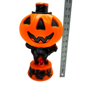 Vintage Halloween 1960s Empire Jack-O'-Lantern on Cat with Flying Witches Blow Mold Lamp at Eerie Emporium. 9