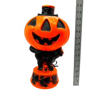 Vintage Halloween 1969 Empire Jack-O'-Lantern on Cat with Flying Witches Blow Mold Lamp at Eerie Emporium. 10