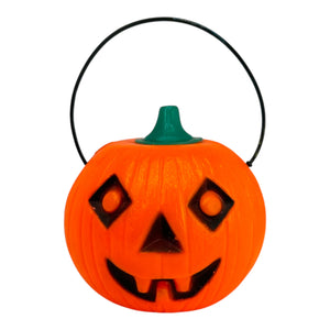 Vintage Halloween 1970s Tico Toys Senior Lite-Up Pumpkin Blow Mold Toy ~ 4.5" Battery Operated at Eerie Emporium. 2