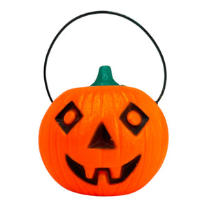 Vintage Halloween 1970s Tico Toys Senior Lite-Up Pumpkin Blow Mold Toy ~ 4.5" Battery Operated at Eerie Emporium.