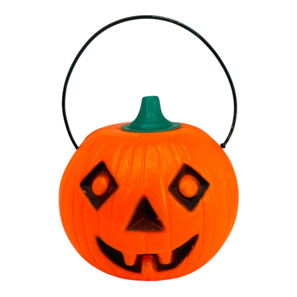 Vintage Halloween 1970s Tico Toys Senior Lite-Up Pumpkin Blow Mold Toy ~ 4.5" Battery Operated at Eerie Emporium. 4