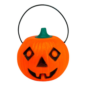 Vintage Halloween 1970s Tico Toys Senior Lite-Up Pumpkin Blow Mold Toy ~ 4.5" Battery Operated at Eerie Emporium. 4