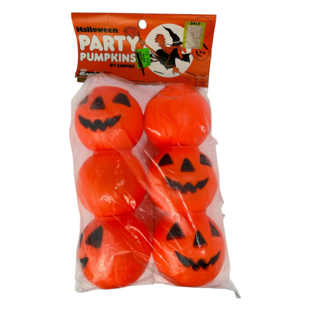 Vintage Halloween 1980s Empire Blow Mold Party Pumpkins Mini Candy Buckets at Eerie Emporium.